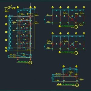 Steel Roof Framing Plan and Elevation Autocad File