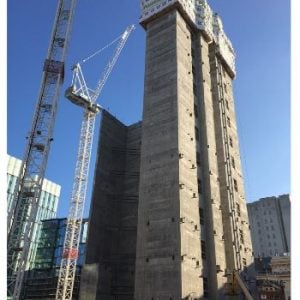 Concrete core of a tall building under construction