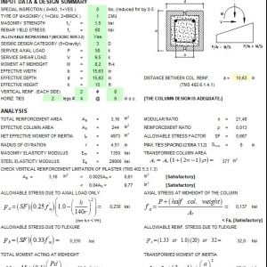 Masonry Column Design Spreadsheet