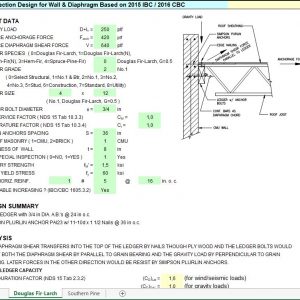 Connection Design for Wall and Diaphragm Spreadsheet