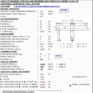 Check Of Working Stresses and Maximum Crack Width Spreadsheet