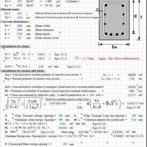 Design For Torsion And Shear According To ACI 318-99 Spreadsheet