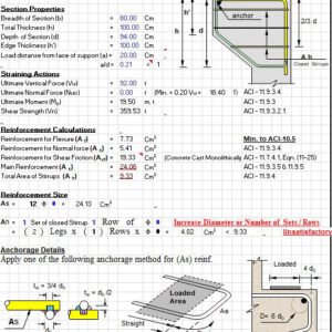 Design Of Monolithic Corbels And Brackets According To ACI 318-99 Spreadsheet