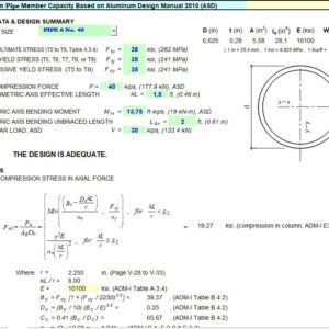 Aluminium Pipe Member Capacity Spreadsheet