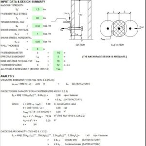 Anchorage To Masonry Design Spreadsheet