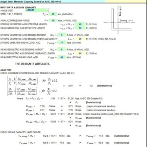 Angle Steel Member Capacity Spreadsheet