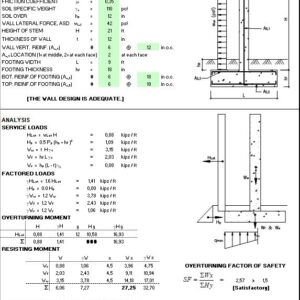 Free Standing Concrete Wall Design Spreadsheet