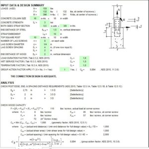 Connection Design for Bending Post at Concrete Column Spreadsheet