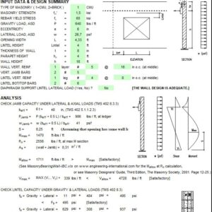 Design Of Masonry Bearing Wall With Opening Spreadsheet