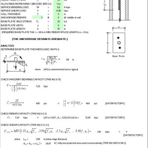 Design for Bending Post At Top Of Wall Spreadsheet