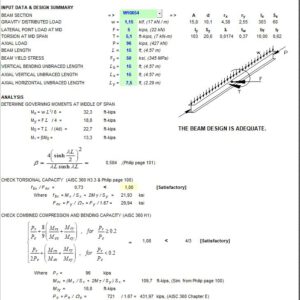 WF Simply Supported Beam Design With Torsional Loading Spreadsheet