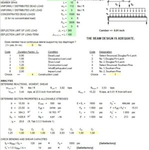 Wood Beam Design Spreadsheet