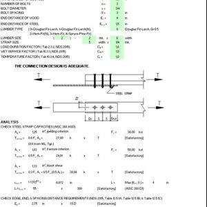 Wood Bold Connection Design Spreadsheet