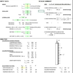 Wood Column Design Spreadsheet