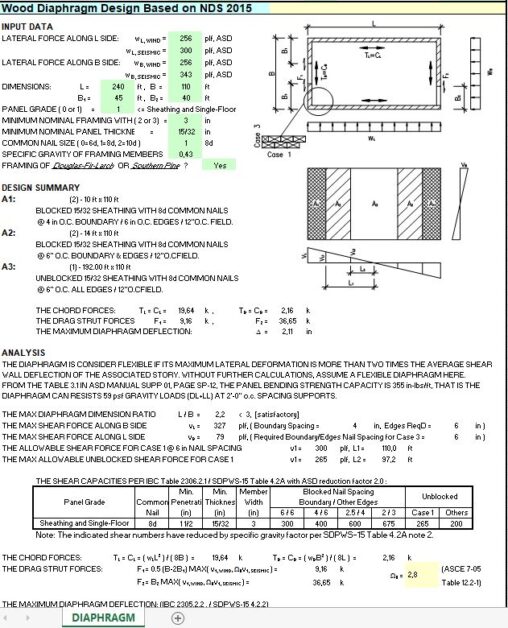 wood-diaphragm-design-spreadsheet