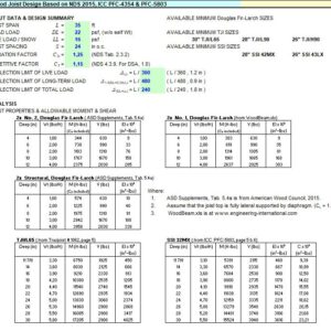 Wood Joist Design Spreadsheet