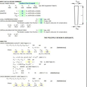 Wood Pole or Pile Design Spreadsheet