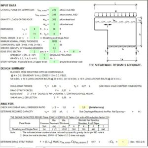 Wood Shear Wall Design Spreadsheet