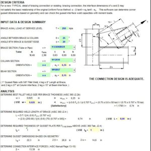 Corner Bracing Connection Capacity Spreadsheet