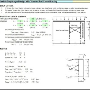 Flexible Diaphragm Design With Tension Rod Cross Bracing Spreadsheet