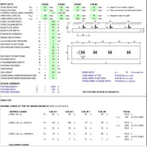 Grade Beam Design For Brace Frame Spreadsheet