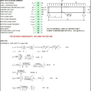 I Shaped Plate Girder AISC ASD Design Spreadsheet