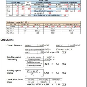 Isolated Foundation Calculation ACI Spreadsheet