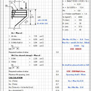 RC Beam Corbel Design ACI Code Spreadsheet