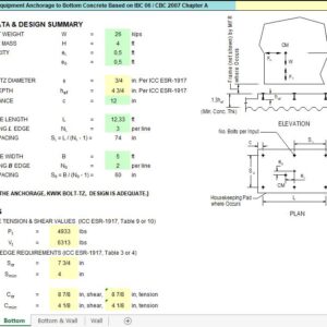 Design For Equipment Anchorage To Bottom Concrete Spreadsheet