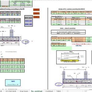 Design Of RC Eccentric Rectanular Combined Footing Spreadsheet