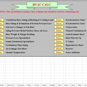 HVAC Spreadsheet Calculator