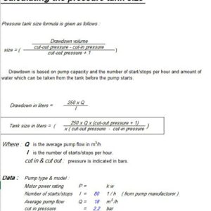 Pressure Tank Calculation Spreadsheet