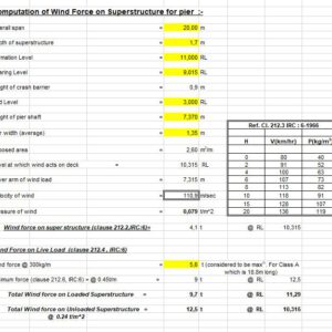 Computation Of Wind Force On Superstructure For Bridge Pier Spreadsheet