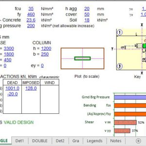 Pads Foundation Design to BS 8110 Spreadsheet