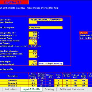 Pile Group Settlement Estimation Spreadsheet