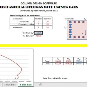 Rectangular Columns With Uneven Bars Design Spreadsheet