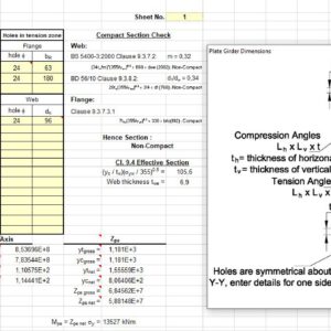 Riveted Plate Girder Section Properties Spreadsheet