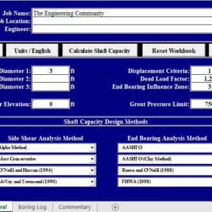 Shaft Capacity Calculation Spreadsheet