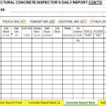 Structural Concrete Inspector’s Daily Report Spreadsheet Template