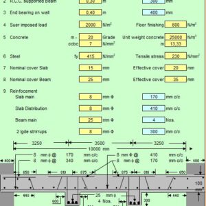 Design of T-Beam Roof Slab Spreadsheet