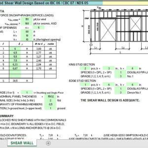 Perforated Shear Wall Design Spreadsheet