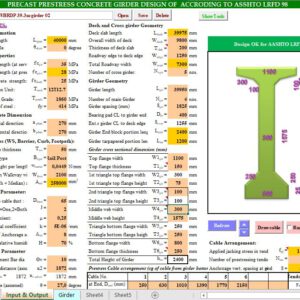 Prestress Concrete Girder Design by AASHTO LRFD 98 Spreadsheet