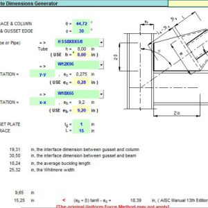 Corner Gusset Plate Dimensions Generator Spreadsheet