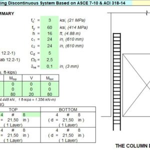 Design Of Column Supporting Discontinuous System Spreadsheet