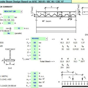 Enhanced Composite Beam Design Spreadsheet