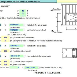 Header Still and Jamb Design Spreadsheet