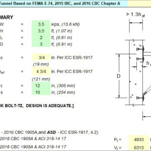 Mounting Design On Concrete Wall and Tunnel Spreadsheet