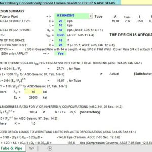 Seismic Design For Ordinary Concentrically Braces Frames Spreadsheet