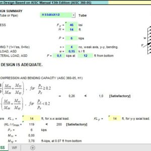 Tube – Pipe Column Design Spreadsheet