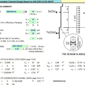 Wall Stud & Compensation Channel Design Spreadsheet